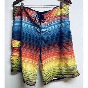 Mossimo Supply Co. Size 38 Men's Board Shorts Multicolor Stripe Swim Shorts